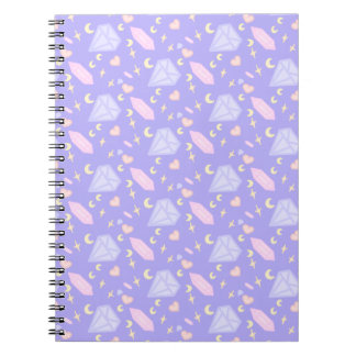 Kawaii Jewels Crystals Moons Stars Hearts Pastel Notebook