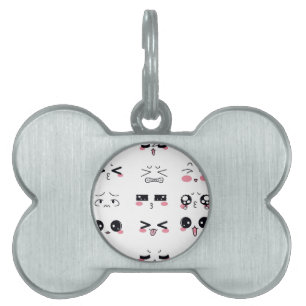 kawaii kaomoji pet ID tag