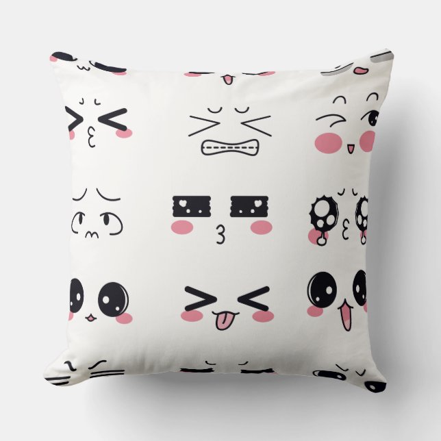 kawaii kaomoji throw pillow (Front)
