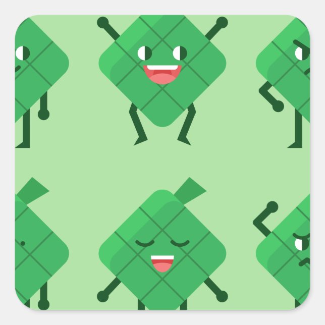 kawaii Ketupat Square Sticker (Front)