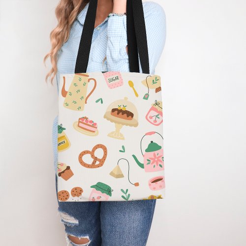 Kawaii Kitchen Tea Lovers and Bakery Design  Tote Bag