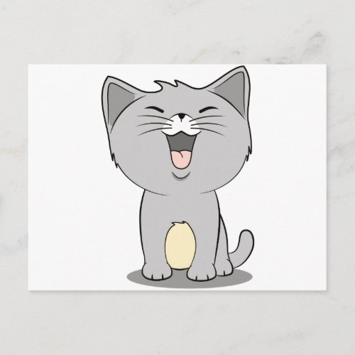 Kawaii kitten grey postcard