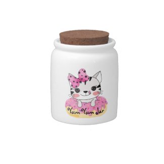 Kawaii Kitten Sitting Doughnut Candy Yum Yum Jar