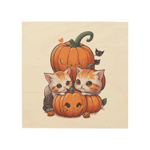 Kawaii Kittens  Wood Wall Art