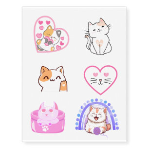 Kawaii Kitty Body Art Set Temporary Tattoos