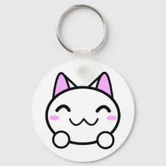 Kawaii Kitty Button Keychain