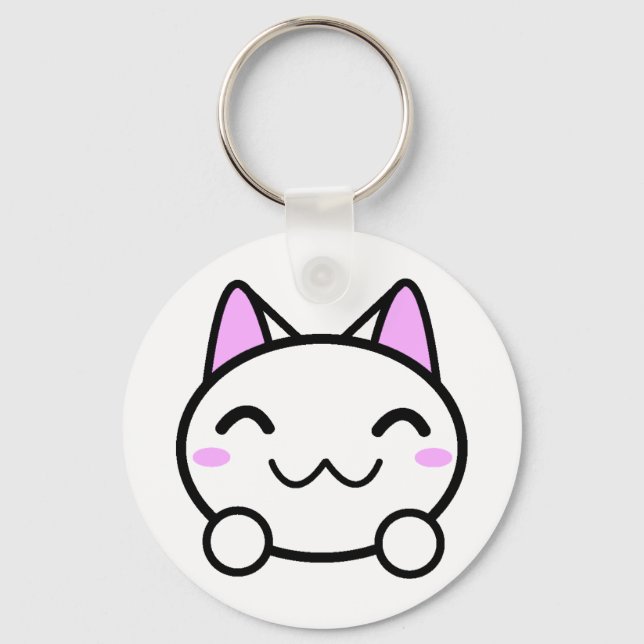 Kawaii Kitty Button Keychain (Front)
