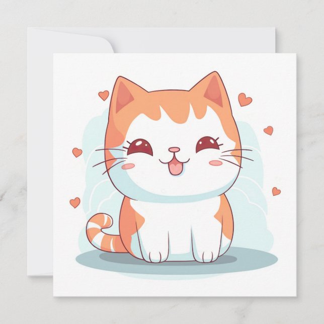 Kawaii Kitty Cat Chibi  Invitation (Front)
