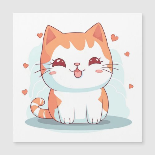 Kawaii Kitty Cat Chibi  Magnetic Invitation
