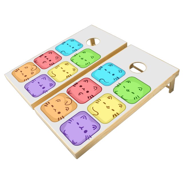 Kawaii Kitty Cat Cornhole Set (Angled)