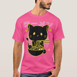 Kawaii Kitty Cat Eating Ramen Cute Kitten Otaku Ne T-Shirt