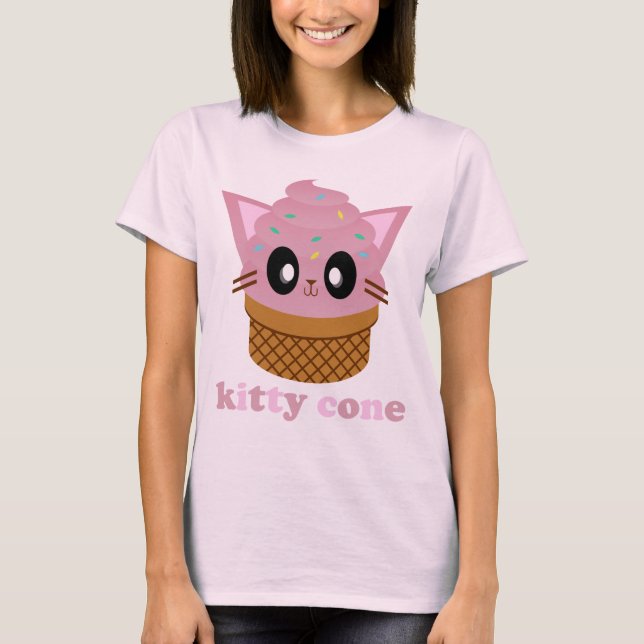 kawaii kitty cone ice cream cat meow T-Shirt (Front)
