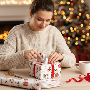 Kawaii Kitty & Friends Christmas Wrapping Paper 
