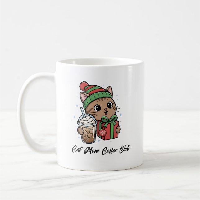 Kawaii Kitty Holiday Gift for Cat Lovers Coffee Mug (Left)