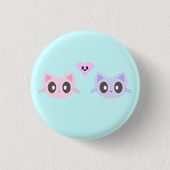 kawaii kitty love button (Front)