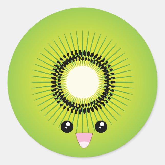 Kawaii Kiwi Classic Round Sticker (Front)