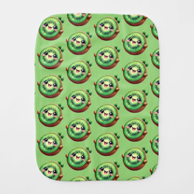 Kawaii Kiwi Fruit Baby Burp Cloth (Front)