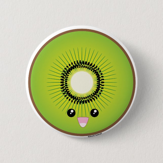Kawaii Kiwi Pinback Button (Front)