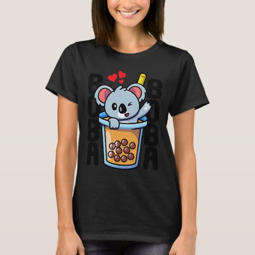Kawaii Koala Bear Bubble Tea Cup Drink Koala Loves T_Shirt