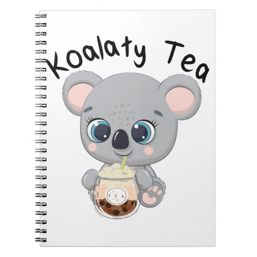 Kawaii Koala drinking Koalaty Boba Tea Notebook