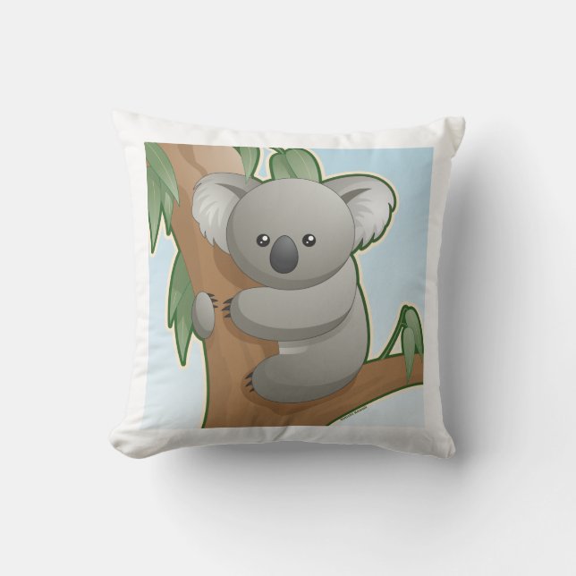 Kawaii Koala Throw Pillow (Front)