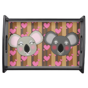 Kawaii koalas in love serving tray