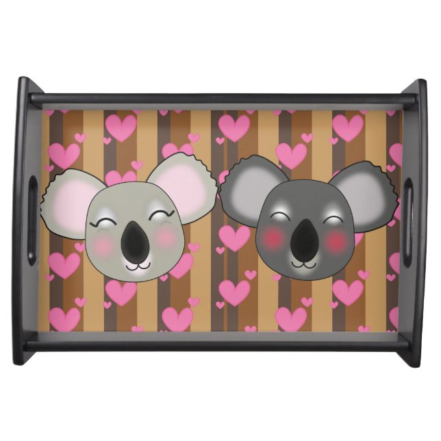 Kawaii koalas in love serving tray (Front)