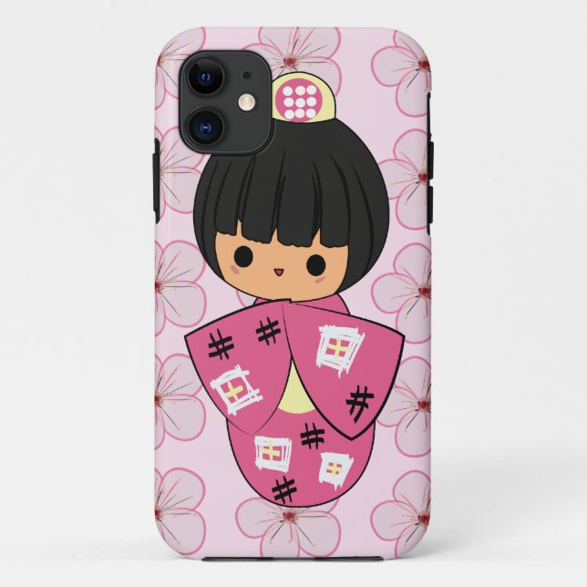 Kawaii Kokeshi Doll iPhone Case (Back)