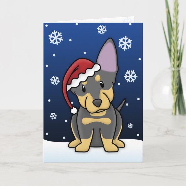Kawaii Lancashire Heeler Christmas Card (Front)