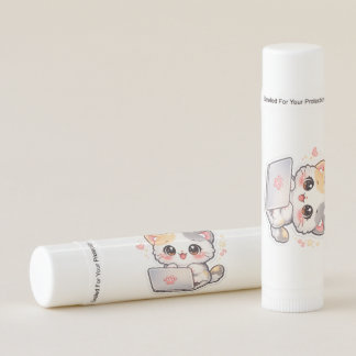 Kawaii Laptop Cat Lip Balm - Cute Cozy Desk & Self