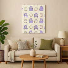 Kawaii Lavender Chonky Cat Pastel Cute Canvas Prin