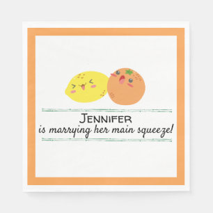 Kawaii Lemon and Orange Citrus Theme Bridal Shower Napkins