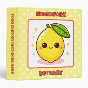 Kawaii Lemon Fruit for School or Notes Custom 3 Ring Binder