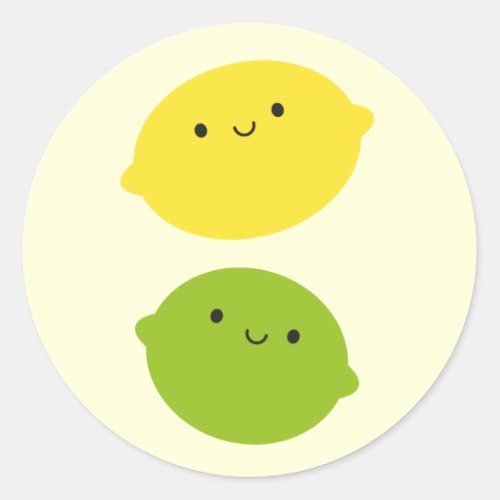 Kawaii Lemon  Lime Classic Round Sticker