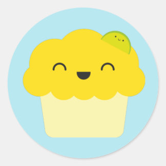 Kawaii Lemon & Lime Cupcake Classic Round Sticker