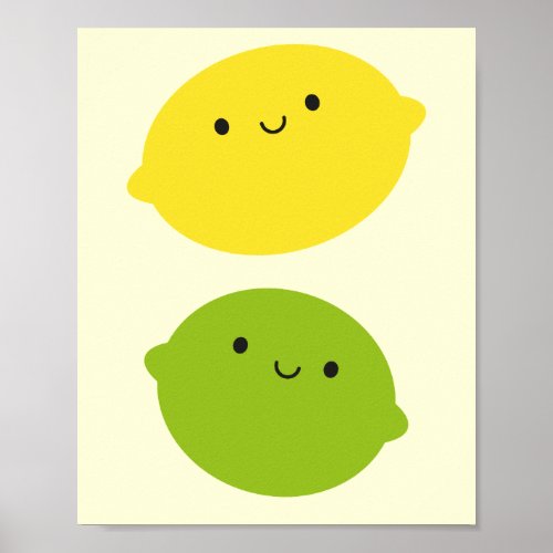 Kawaii Lemon  Lime Poster