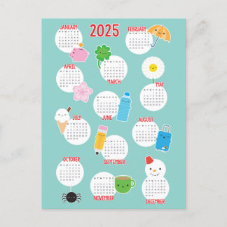 Kawaii Life 2025 Calendar Postcard