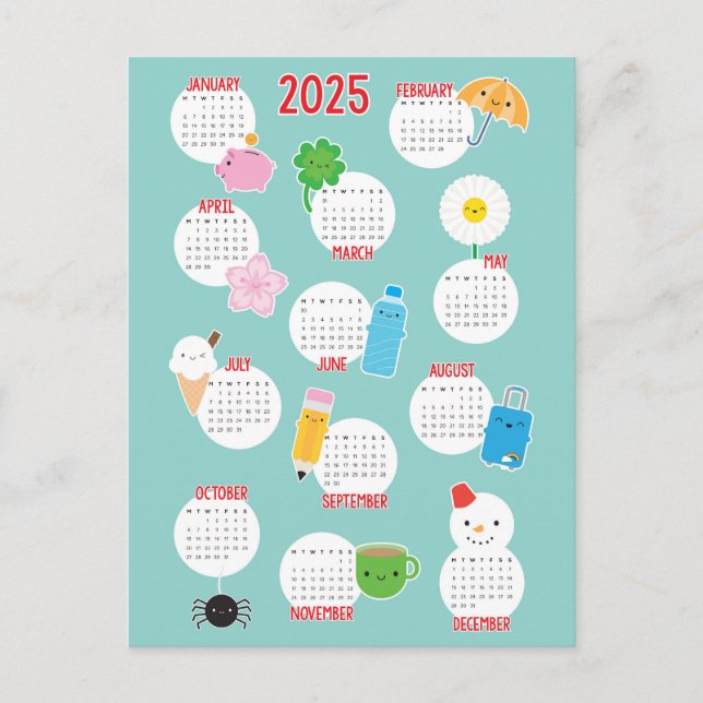Kawaii Life 2025 Calendar Postcard (Front)