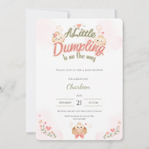 Kawaii Little Dumpling Baby Shower Invitation Pink