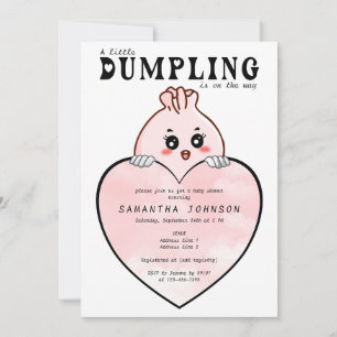 Kawaii Little Dumpling Dim Sum Pink Baby Shower  Invitation