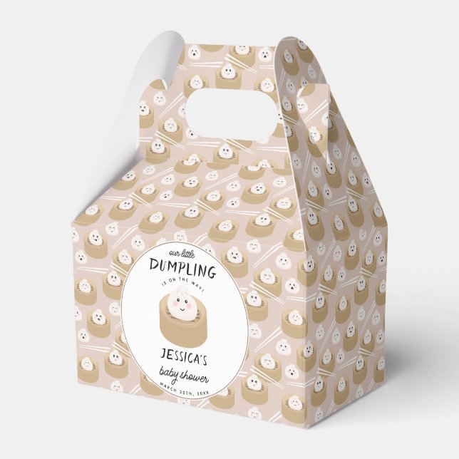 Kawaii Little Dumpling Gender Neutral Baby Shower Favor Boxes (Front Side)