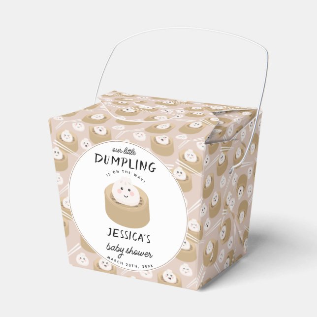 Kawaii Little Dumpling Gender Neutral Baby Shower Favor Boxes (Front Side)