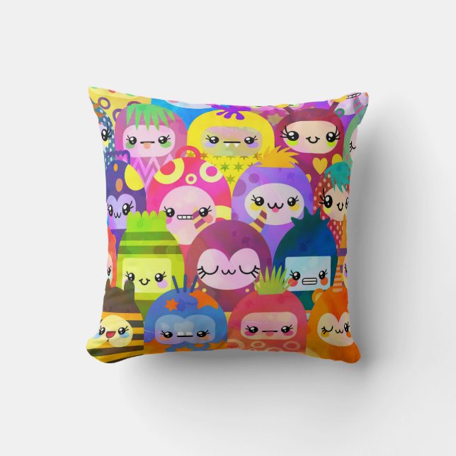 Kawaii Little Monsters Baby  Throw Pillow (Front)