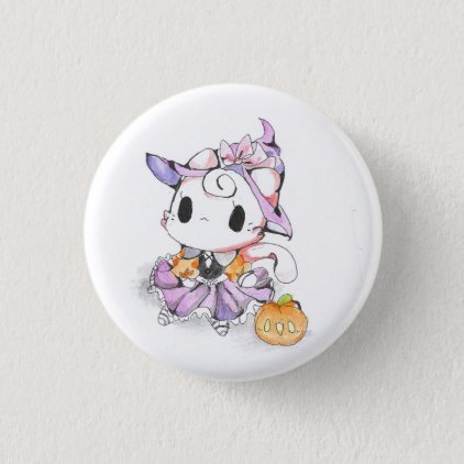 Kawaii little Witch Kitten Pinback Button