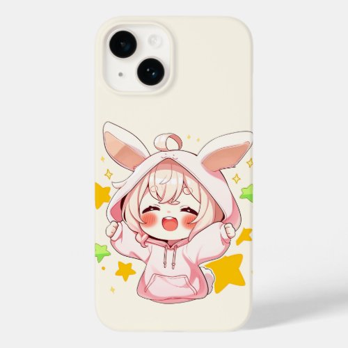 Kawaii Loli Girl Wear Rabbit Hoodie Case_Mate iPhone 14 Case