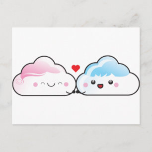 Kawaii Love Clouds Postcard
