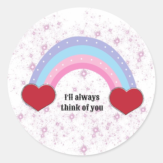 Kawaii love in the rainbow  classic round sticker (Front)