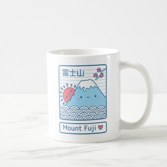 Kawaii Love Mount Fuji Japan Doodle Coffee Mug (Right)
