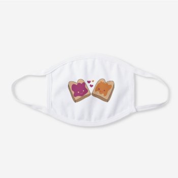 Kawaii Love Peanut Butter And Jelly Sandwich White Cotton Face Mask by nyxxie at Zazzle