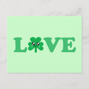Kawaii "Love" Shamrock Postcard